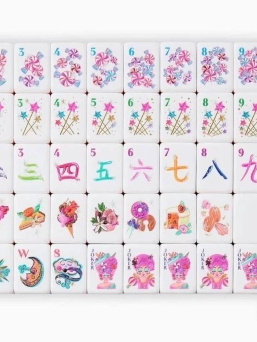 Mahjong Tile Set Pink & White